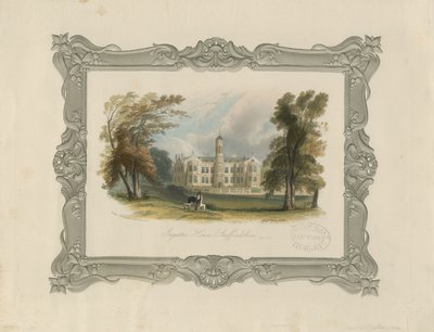 Ingestre Hall (Stahlstich, handkoloriert) von School English