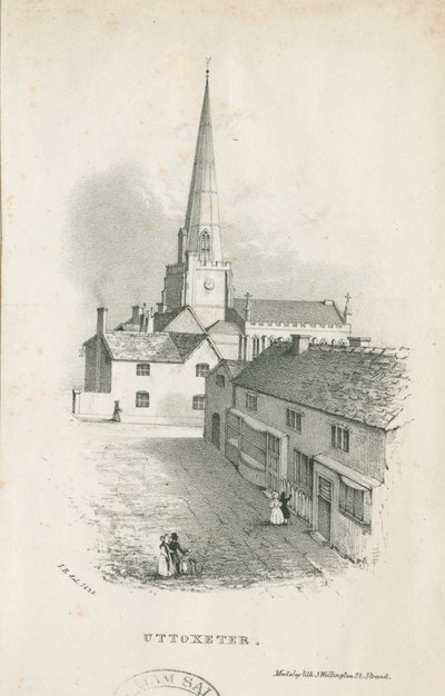 Uttoxeter Kirche - Lithografie von School English