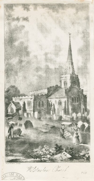 Wolstanton-Kirche: Lithographie von School English