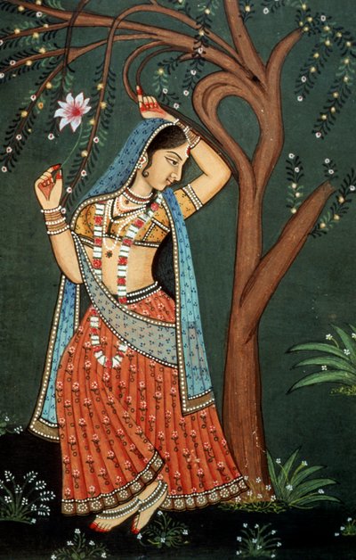 Miniaturmalerei einer jungen Frau von School Indian