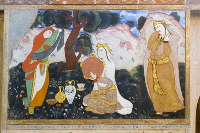 Fresko im Chehel Sotoun Palast, Isfahan, Iran von School Iranian