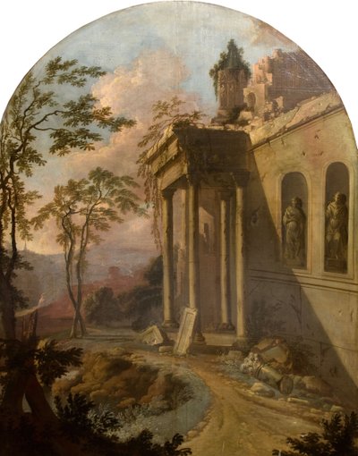 Landschaft mit Ruine, 1725 von School of Jacques Rousseau