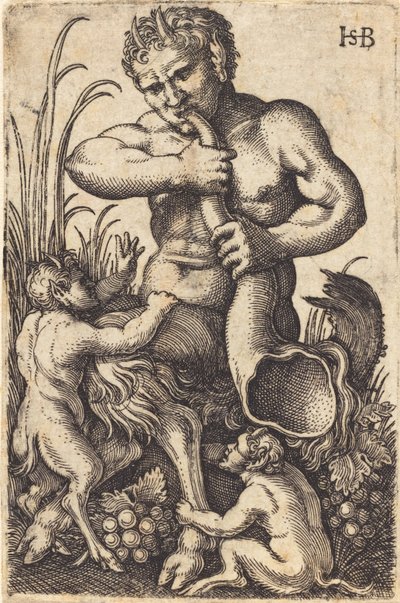 Satyr bläst ein Horn von Sebald Beham