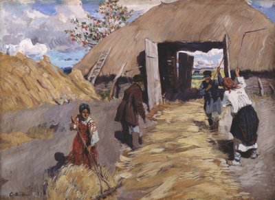 Das Dreschen, 1916 von Sergei Arsenevich Vinogradov