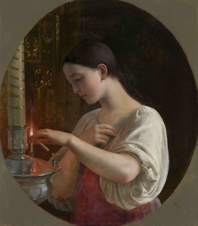 In der Kirche, 1860er von Sergei Ivanovich Gribkov