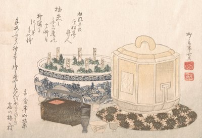 Feuerhalter und Blumentopf, 19. Jahrhundert von Shinsai
