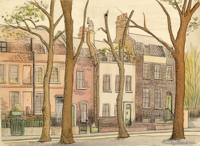 Straßenszene mit Bäumen, ca. 1950 von Shirley Markham