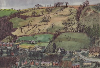 Dorf und Felder von Shirley Markham