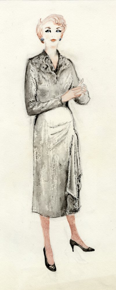 Frau im schwarzen Kleid, ca. 1950 von Shirley Markham