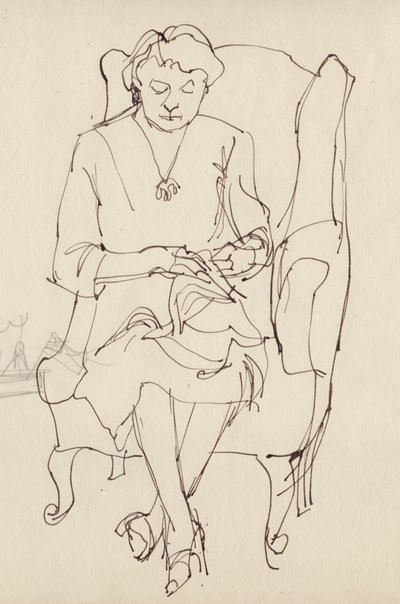 Frau beim Nähen, ca. 1950 von Shirley Markham