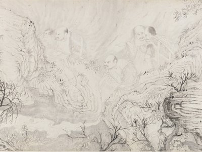 Die sechzehn Luohans, datiert 1667 von Shitao