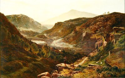 Junge und Mädchen hüten eine Herde von Sidney Richard Percy