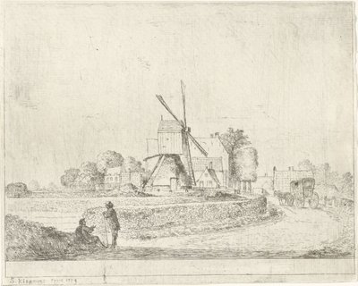 Mühle und Häuser entlang eines Landwegs von Simon Klapmuts