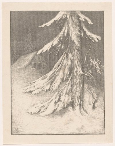 Fichte in Schneelandschaft von Simon Moulijn