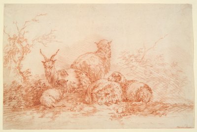 Schaf und Ziege ruhen von Simon van der Does