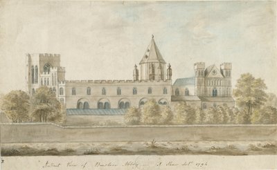 Burton-upon-Trent Abbey: Aquarell, 1794 von Stebbing Shaw
