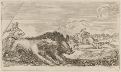 Von einem Hund gejagtes Wildschwein von Stefano della Bella