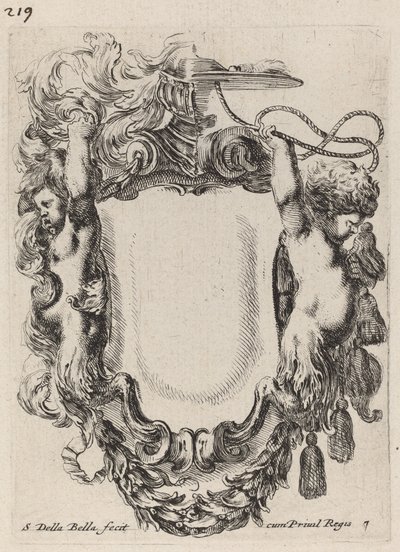 Kartusche mit Satyrkindern von Stefano della Bella