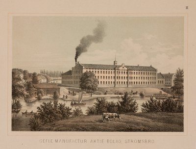 Baumwollfabrik, Stromsbro, Schweden, ca. 1840 von Swedish School