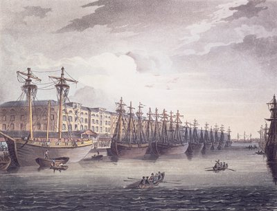 West India Docks von T. and Pugin A.C. Rowlandson