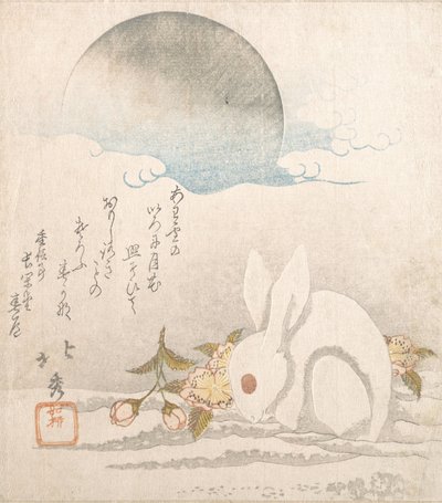 Mond, Weißer Hase im Schnee, wahrscheinlich 1819 von Taisosai Hokushu