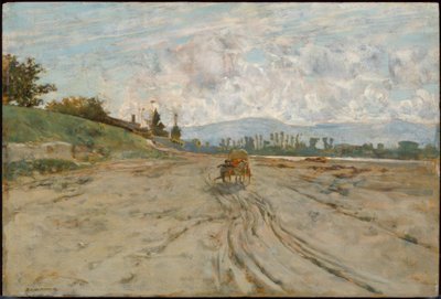 T. Signorini, Sienesische Landschaft mit Fuhrwerk von Telemaco Signorini