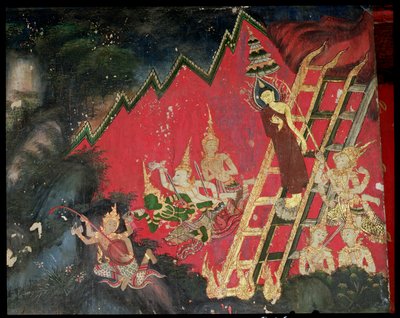 Buddha steigt vom Himmel herab von Thai School