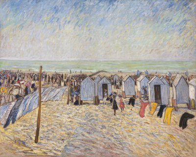 Strandbild mit Badekarren (Knocke) von Theo von Brockhusen