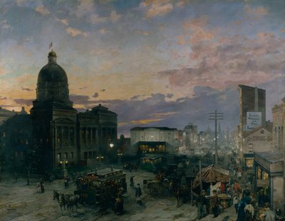 Washington Street, Indianapolis in der Dämmerung von Theodor Groll