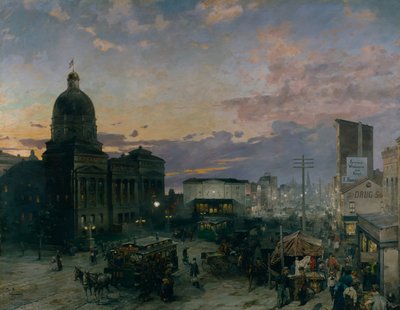Washington Street, Indianapolis bei Dämmerung, 1892-1895 von Theodor Groll