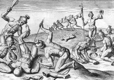 Cruauts der Potanos-Indianer von Theodor de Bry