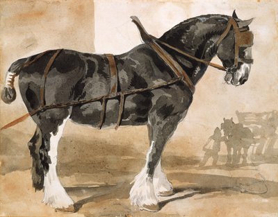 Angespannter schwarzer Hengst von Theodore Gericault