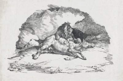 Löwe, der ein Pferd verschlingt, 1818 von Theodore Gericault