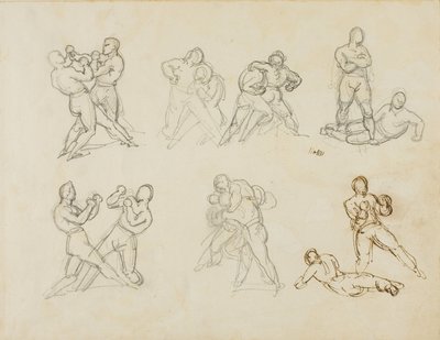 Sieben Skizzen von Boxer-Paaren von Theodore Gericault