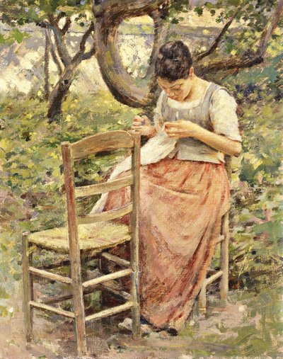 Die Näherin, ca. 1891 von Theodore Robinson