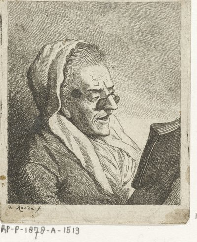 Lesende alte Frau mit Kneifer von Theodorus de Roode