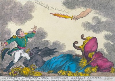 Karikatur zur Abdankung Napoleons 1814 von Thomas (after) Rowlandson