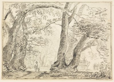 Mann mit Hund im Wald von Thomas Gainsborough