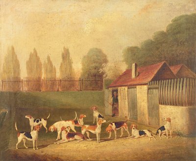 Fuchshunde in einem Zwingerhof von Thomas Henwood