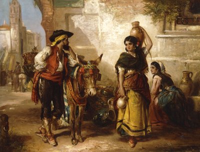 Ein Gespräch am Brunnen, Sevilla von Thomas Kent Pelham