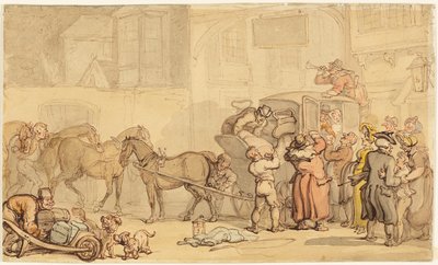 Kutsche wechselt Pferde von Thomas Rowlandson