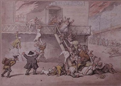 Cockburns Theater in Flammen von Thomas Rowlandson
