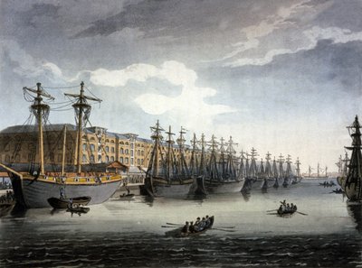 London, Themse und die Docks von Thomas Rowlandson