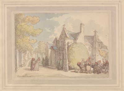 Mönche, die vor einem Kloster zechen von Thomas Rowlandson