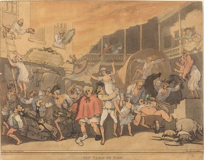 Der Gasthofhof in Flammen von Thomas Rowlandson