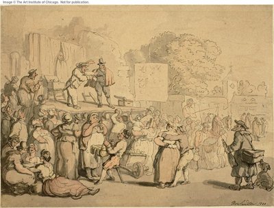 Dorffest: Harlekin und Quacksalber von Thomas Rowlandson