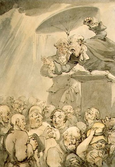 William Field (1768-1851) predigt von Thomas Rowlandson