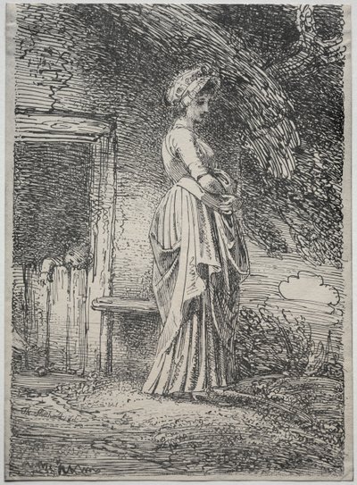 Beispiele der Polyautographie: Der verlorene Apfel, 1803 von Thomas Stothard