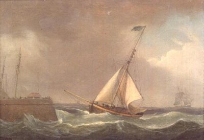 Ein Indiaman vor Anker von Thomas Whitcombe