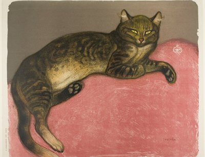 Winter: Katze auf einem Kissen von Théophile Alexandre Pierre Steinlen